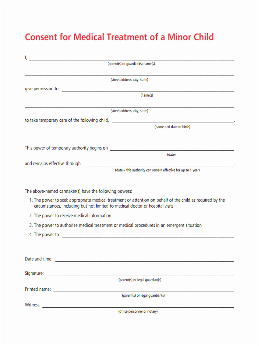 Child Medical Consent form Pdf Awesome 33 Consent form format