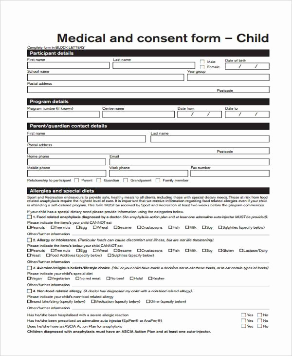 Child Medical Consent form Pdf Awesome Consent forms In Pdf