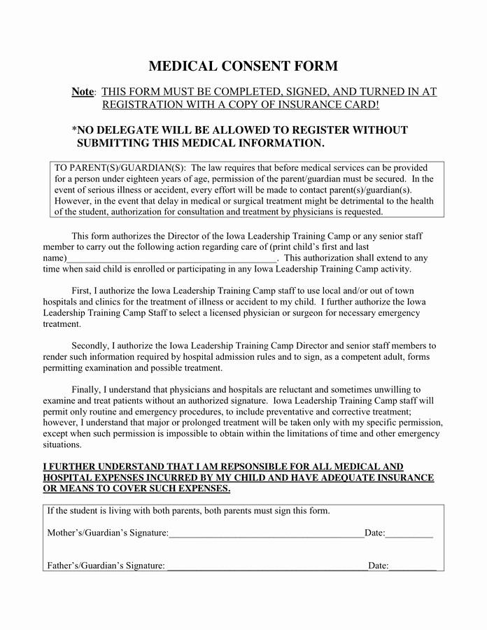Child Medical Consent form Pdf Elegant Medical Consent form In Word and Pdf formats