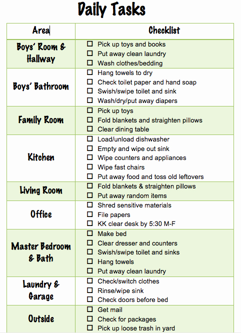 Chore List for Adults Beautiful Daily Chore Checklist for Family Of Four