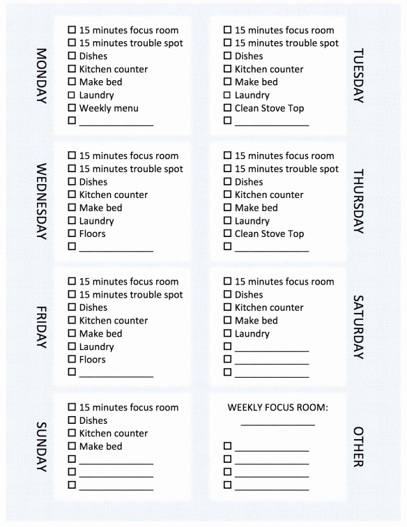 Chore List for Adults Inspirational Weekly Cleaning List Adult Chore Chart