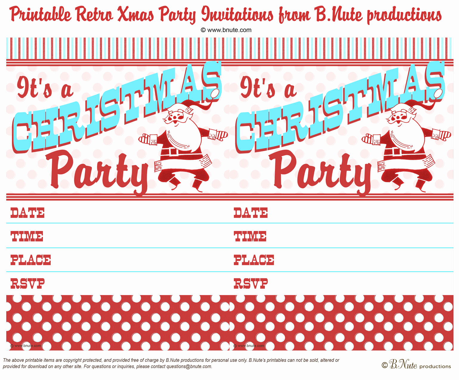 Christmas Party Invitations Free Beautiful Bnute Productions Free Printable Retro Christmas Party