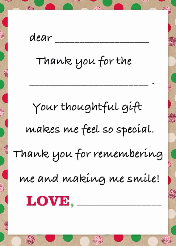 Christmas Thank You Notes Unique Christmas Gift Thank You Note From Child