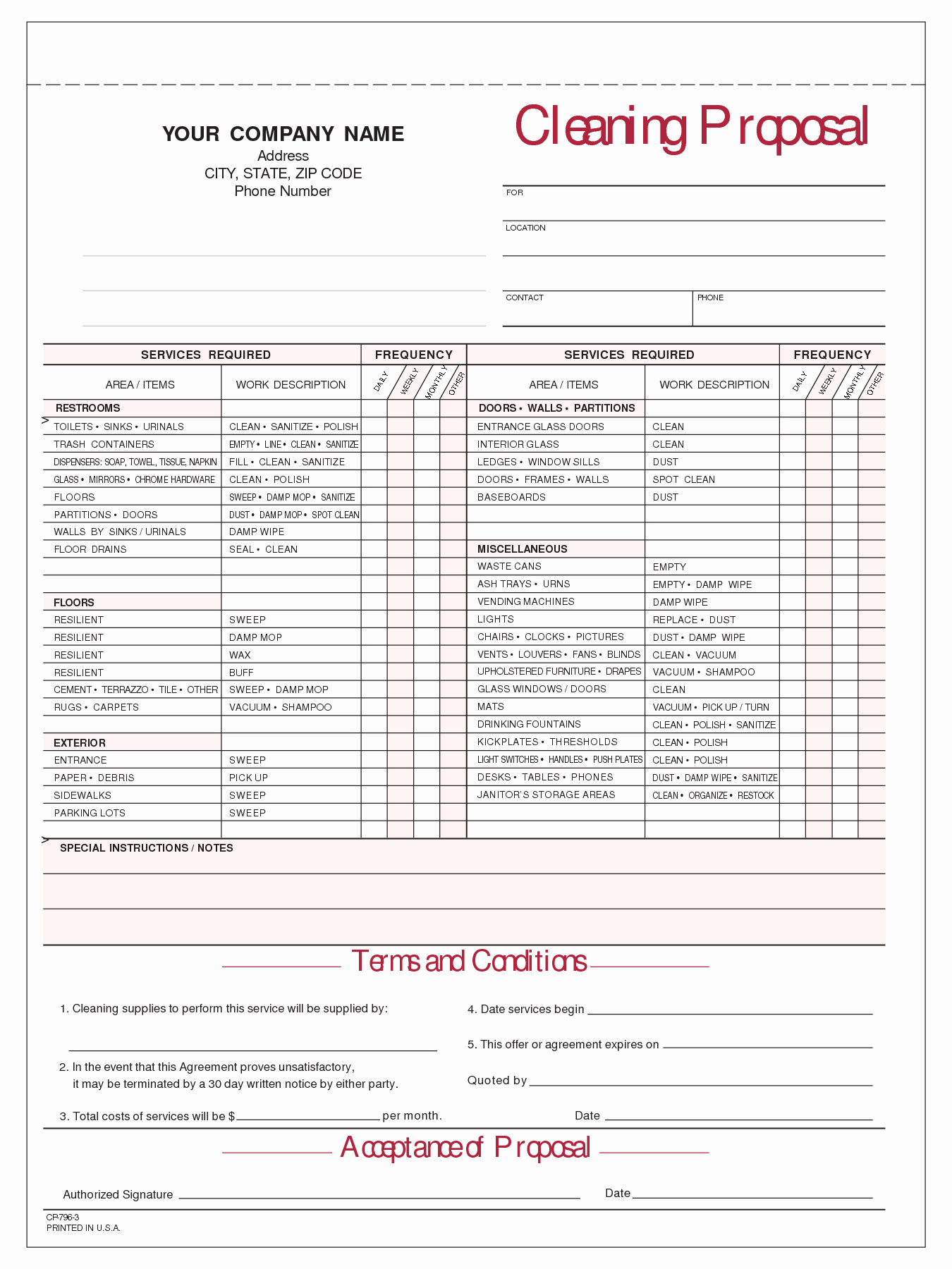 Cleaning Services Price List Template Awesome Janitorial Cleaning Proposal Templates