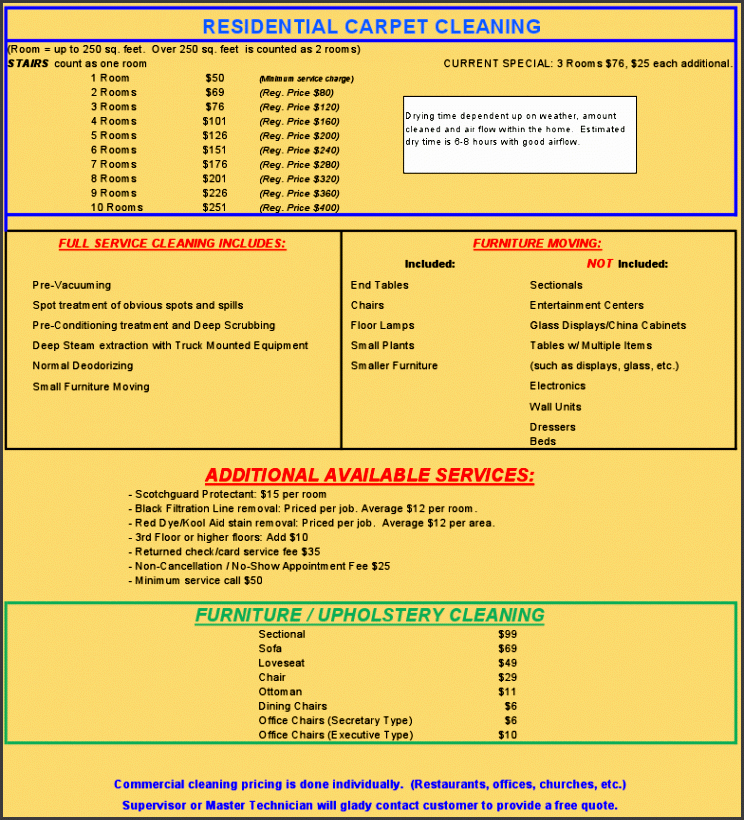 Cleaning Services Prices List Unique 9 Mercial Price List Template Sampletemplatess