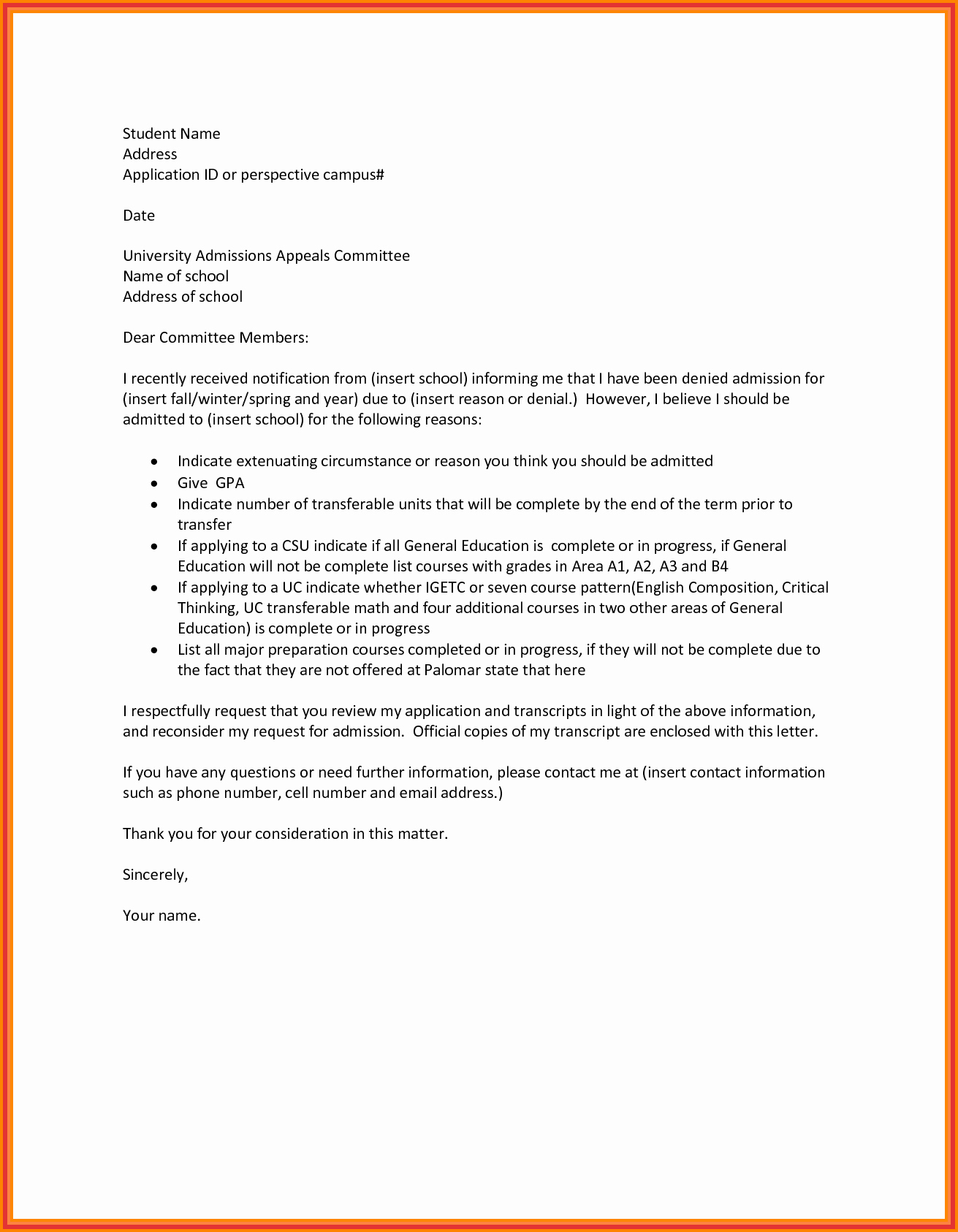 College Acceptance Letter Sample Lovely 5 How to Write Appeal Letter for School Admission