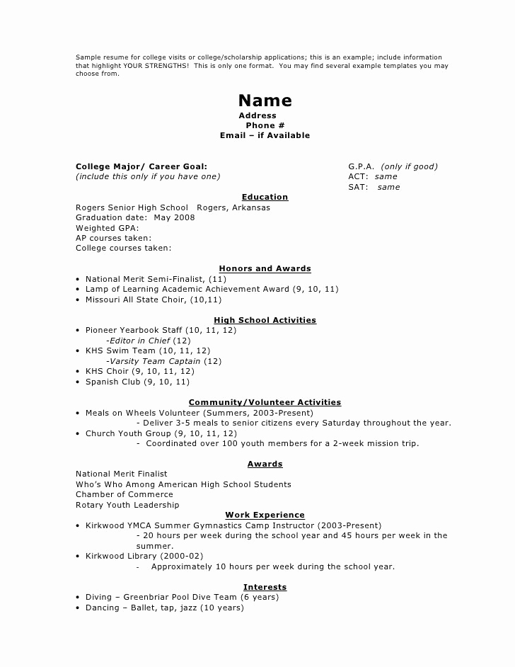College Applicant Resume Template Beautiful Image Result for Sample Academic Resume for College