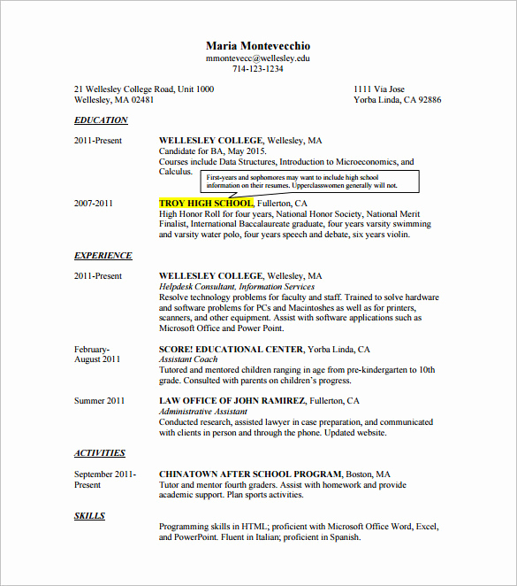 College Applicant Resume Template Best Of 12 College Resume Templates Pdf Doc