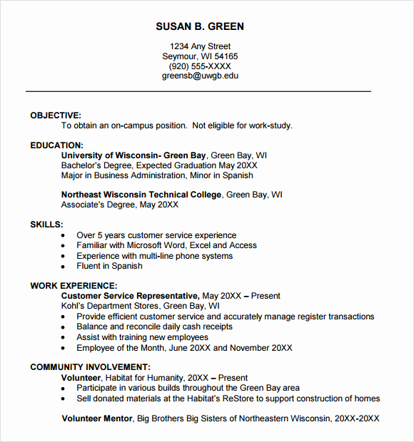 College Applicant Resume Template Inspirational 9 Sample College Resume Templates – Free Samples