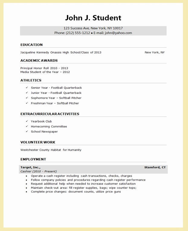 College Applicant Resume Template Lovely Sample Resume for College Application