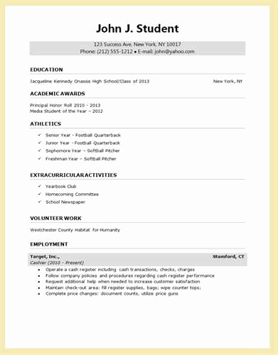 College Application Resume Examples New Student Resume for College Applications