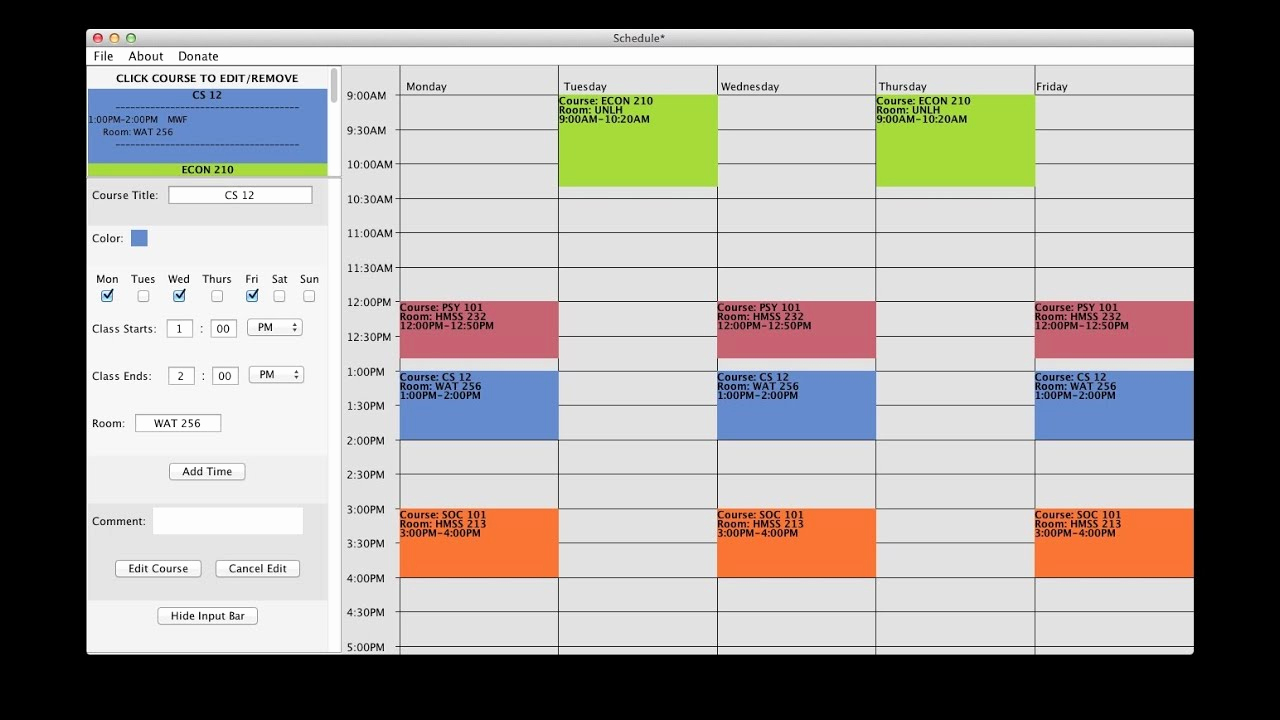 College Class Schedule Template Luxury Free College Schedule Maker Builder Link In Description