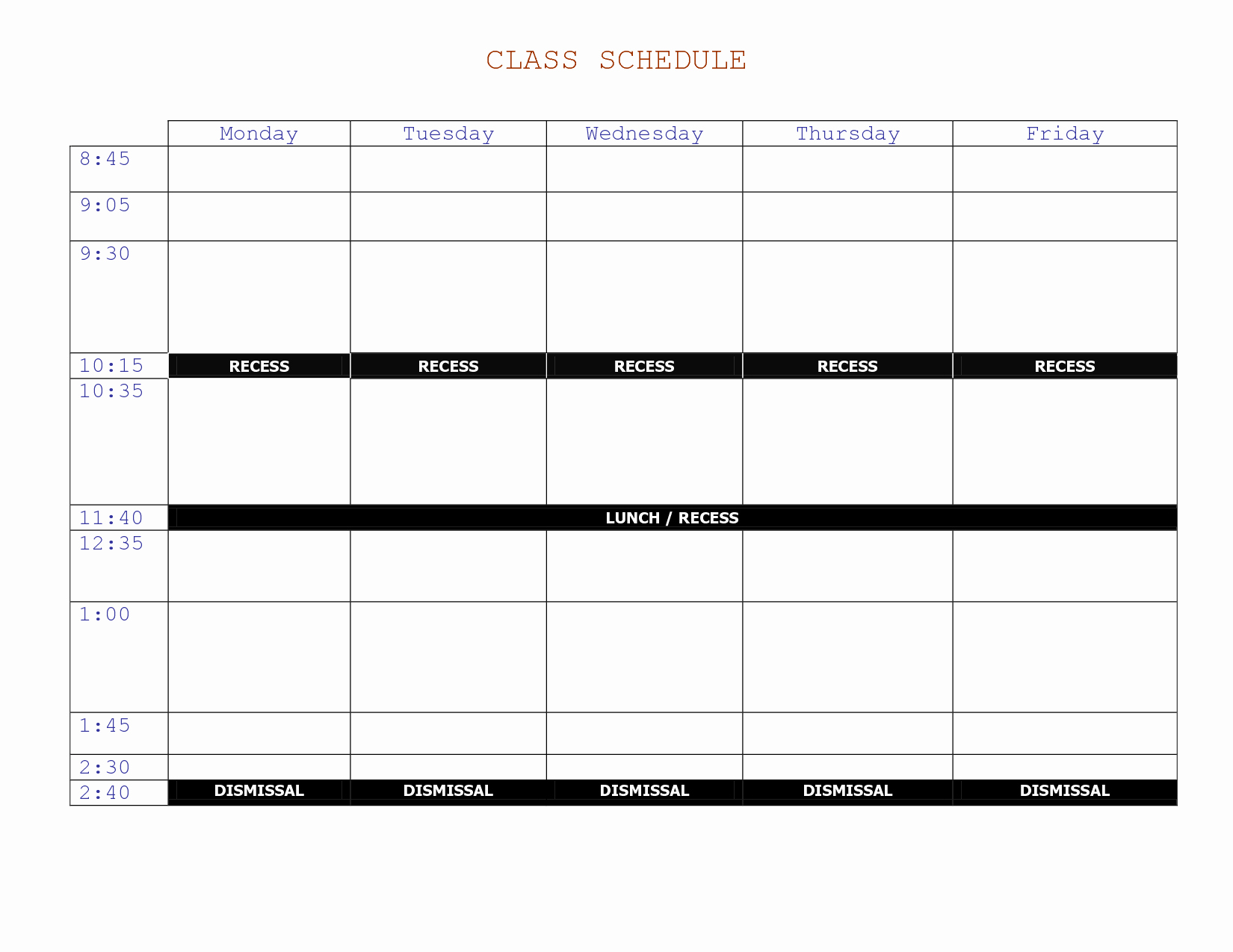 College Class Schedule Template New Class Schedule Template Line – Printable Schedule Template