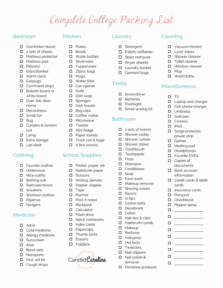 College Packing List Pdf Beautiful Best 25 College Packing Lists Ideas On Pinterest