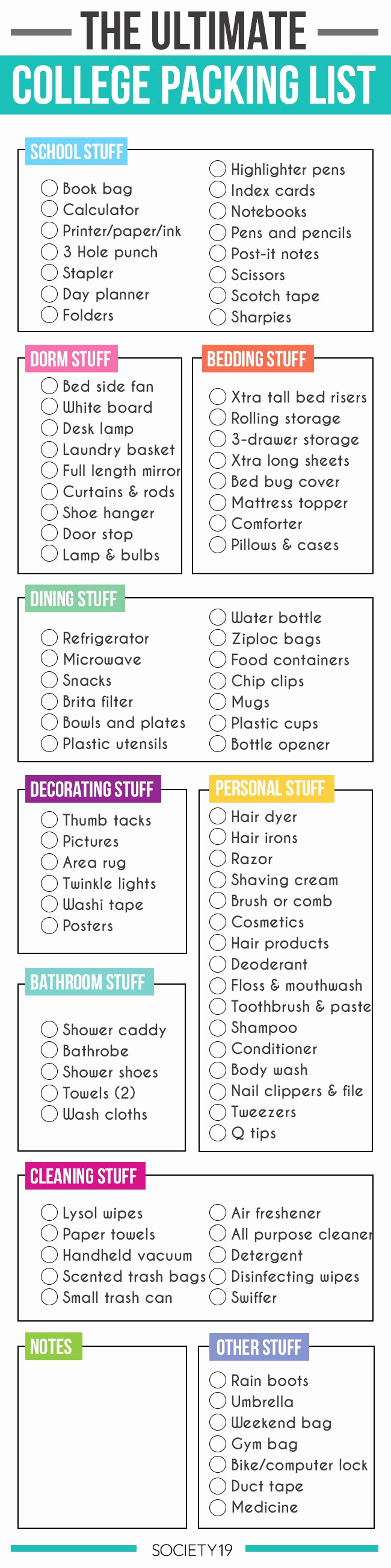 College Packing List Pdf New Best Images About [college] Trends On Pinterest