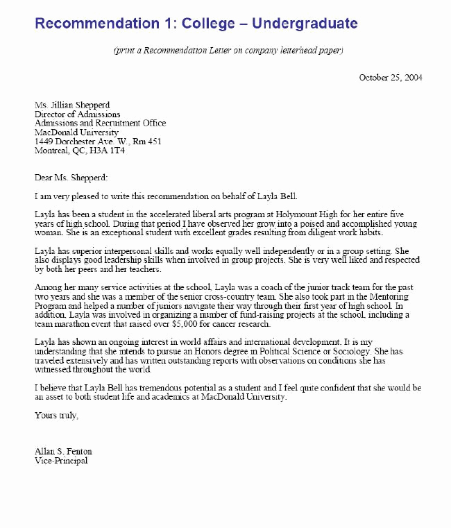 College Recommendation Letter Sample Luxury 25 Best Ideas About College Re Mendation Letter On