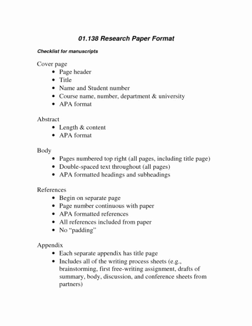College Research Paper Example Fresh Structure Of College Research Paper format Apa Research