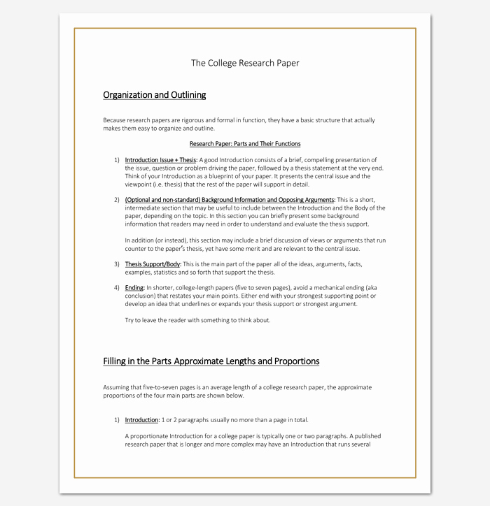 College Research Paper Example Unique Research Paper Outline Template 36 Examples formats