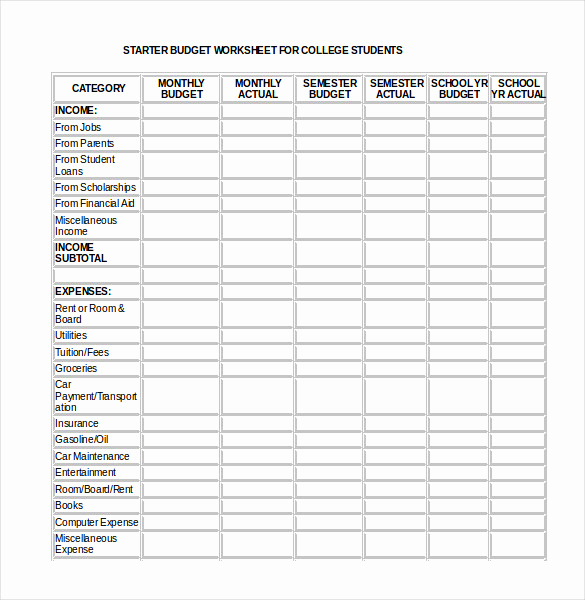 College Student Budget Template Best Of 12 Monthly Bud Templates Word Pdf Excel