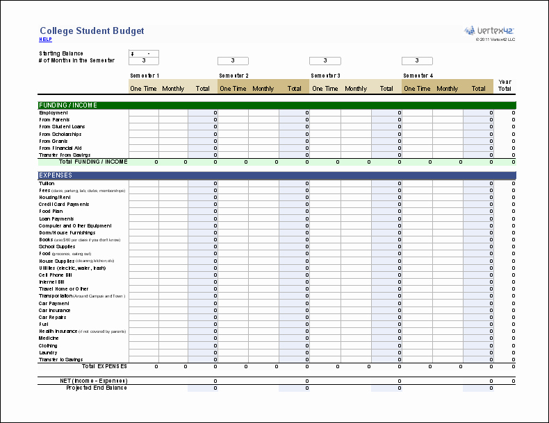 College Student Budget Template Fresh Free College Student Bud Worksheet