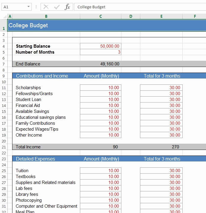 College Student Budget Template Luxury Download Free Excel Examples Downloadexceltemplate