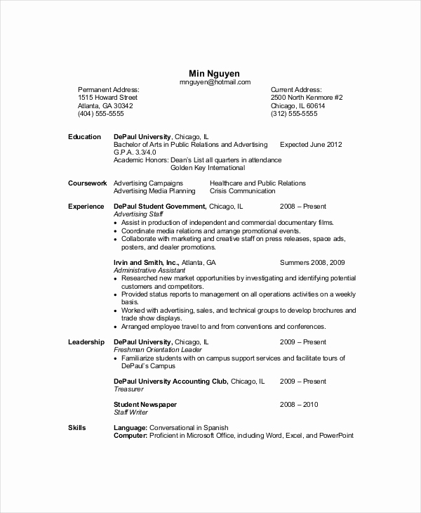 Computer Science Student Resume New Puter Science Resume Template 8 Free Word Pdf