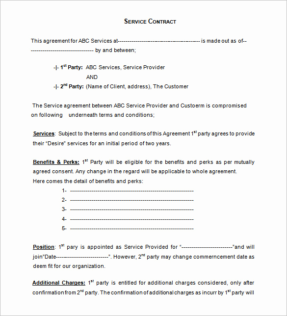 Contract for Services Template Fresh 12 Service Contract Templates Pdf Doc