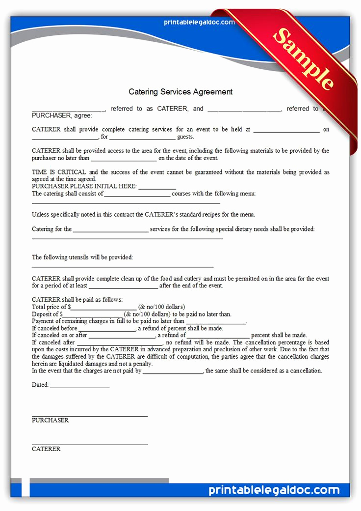 Contract for Services Template Fresh Free Printable Catering Services Agreement