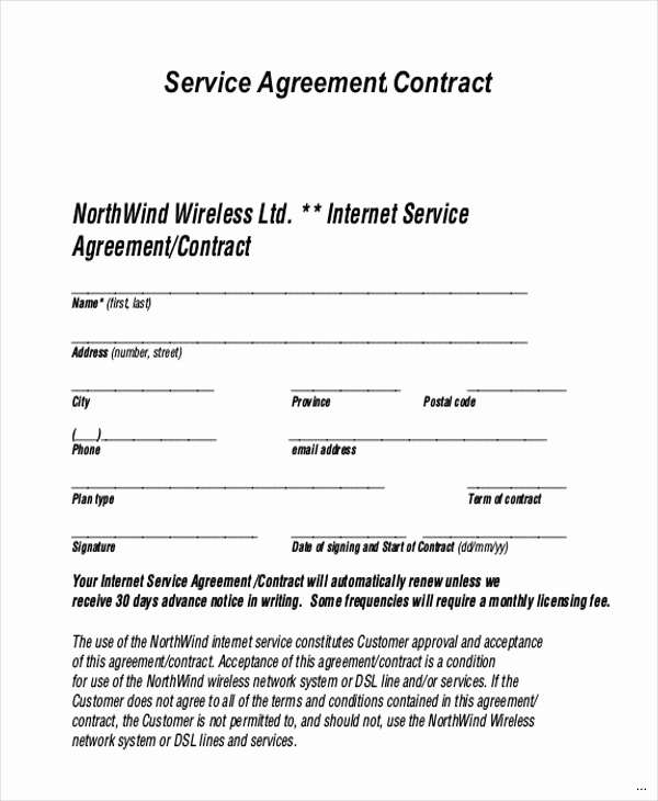 Contract Template for Services Inspirational Service Agreement Contract Template