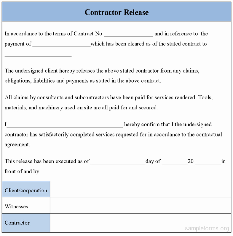 Contractor Liability Waiver form Best Of Free Printable Liability form Template form Generic