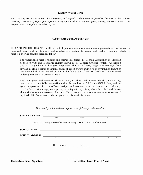 Contractor Liability Waiver form Best Of Sample Waiver Of Liability 8 Examples In Pdf Word