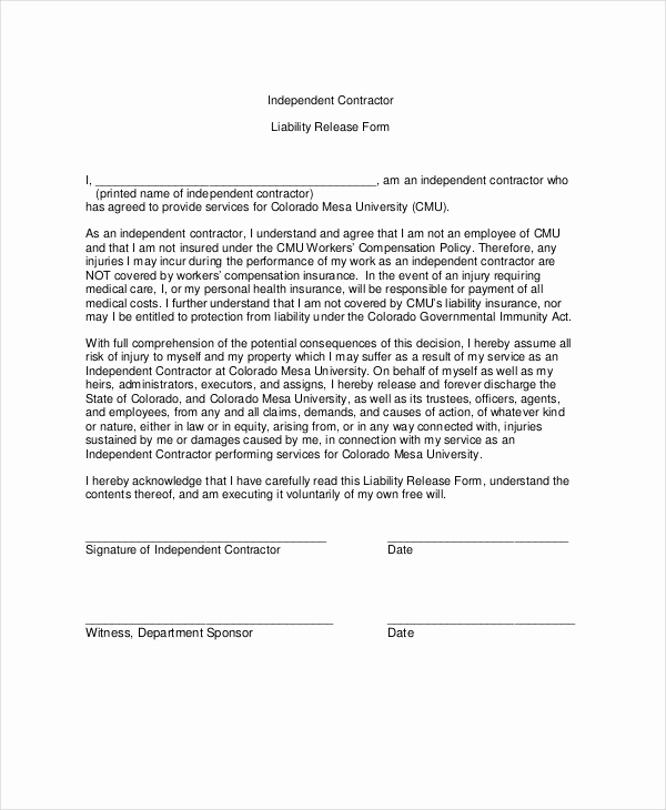 Contractor Liability Waiver form Luxury 24 Of Sports Liability Waiver form Template