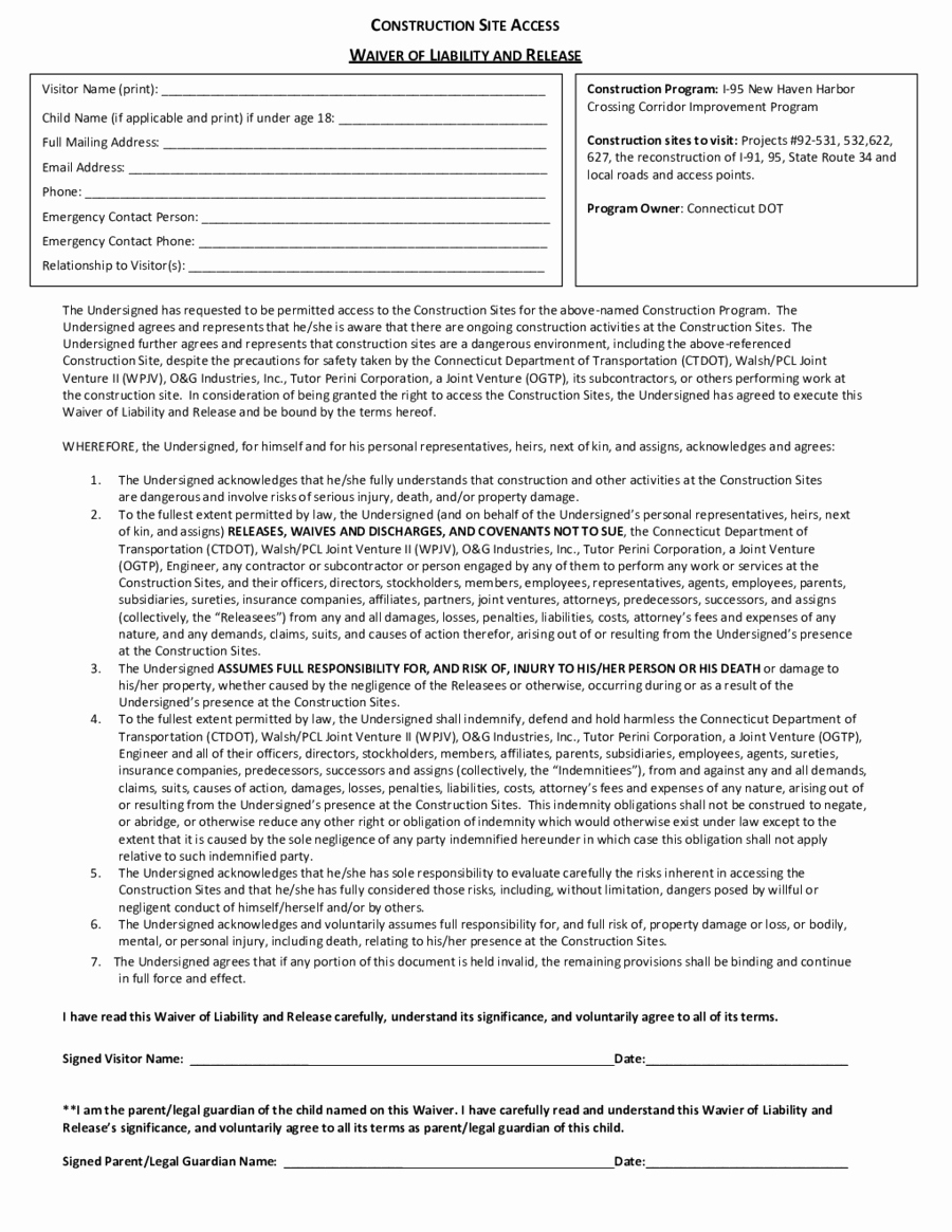 Contractor Liability Waiver form Unique 2019 assignment Of Deed Of Trust form Fillable