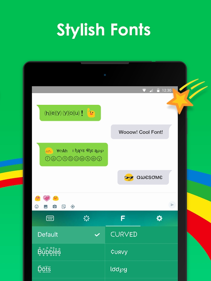 Cool Fonts for androids New Rainbowkey Color Keyboard themes Cool Fonts android