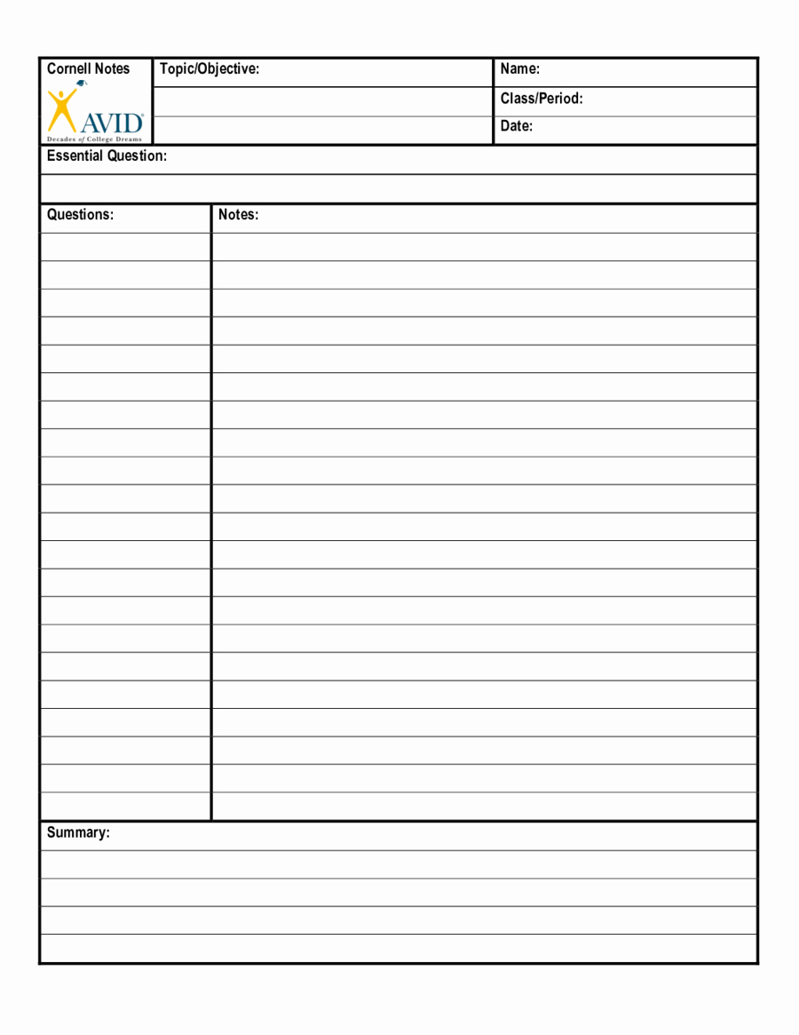 Cornell Notes Template Google Docs Fresh Cornell Note Template 2017