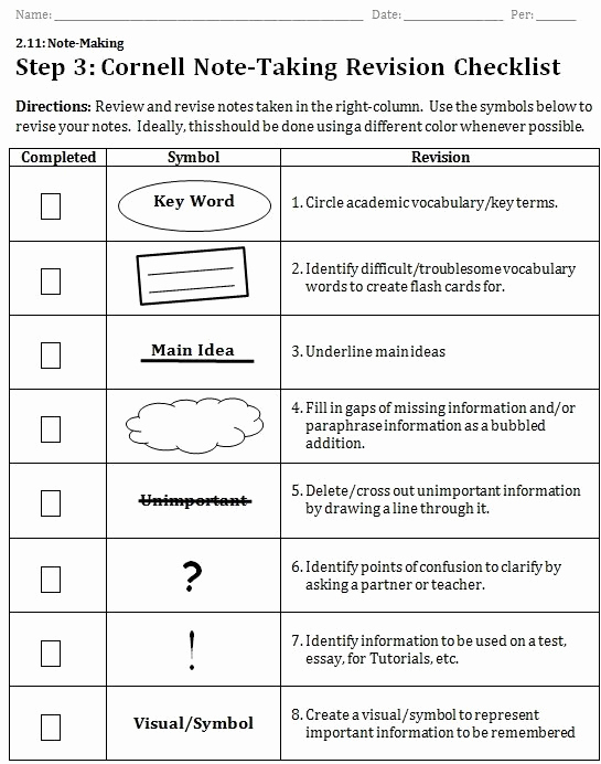 Cornell Notes Template Google Docs Luxury Cornell Notes Color Underline Boxes Arrows Google Search
