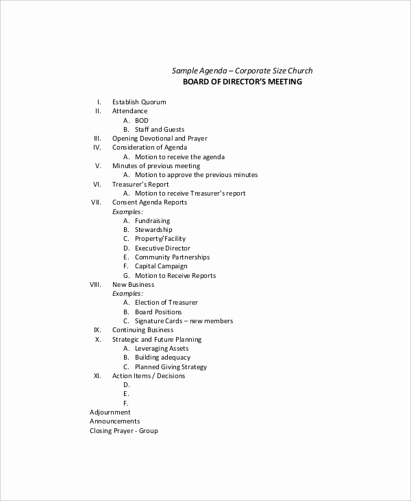 Corporate Meeting Minutes Template Lovely 12 Board Of Directors Meeting Agenda Templates – Free