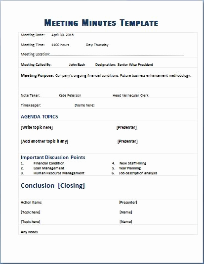 Corporate Meeting Minutes Template New formal Meeting Minutes Template