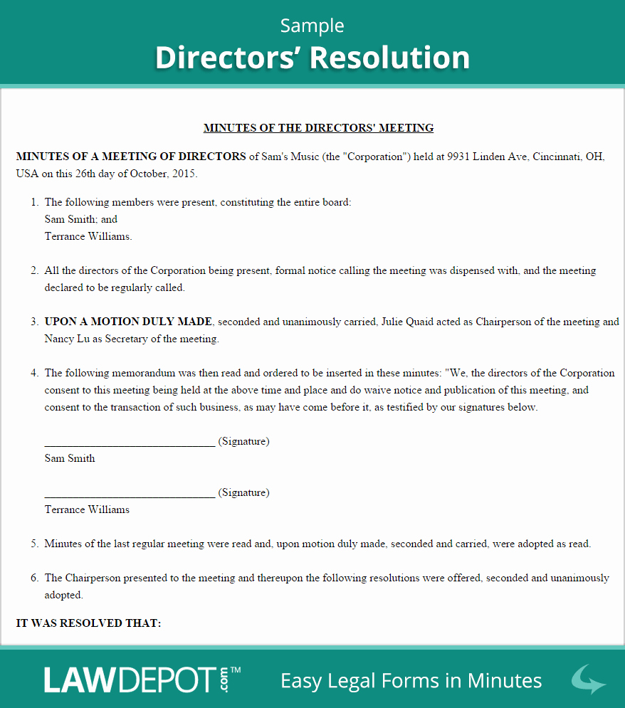 Corporate Resolution Template Microsoft Word Awesome Directors Resolution form