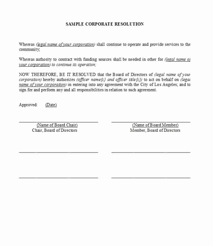 Corporate Resolution Template Microsoft Word Luxury 37 Printable Corporate Resolution forms Template Lab