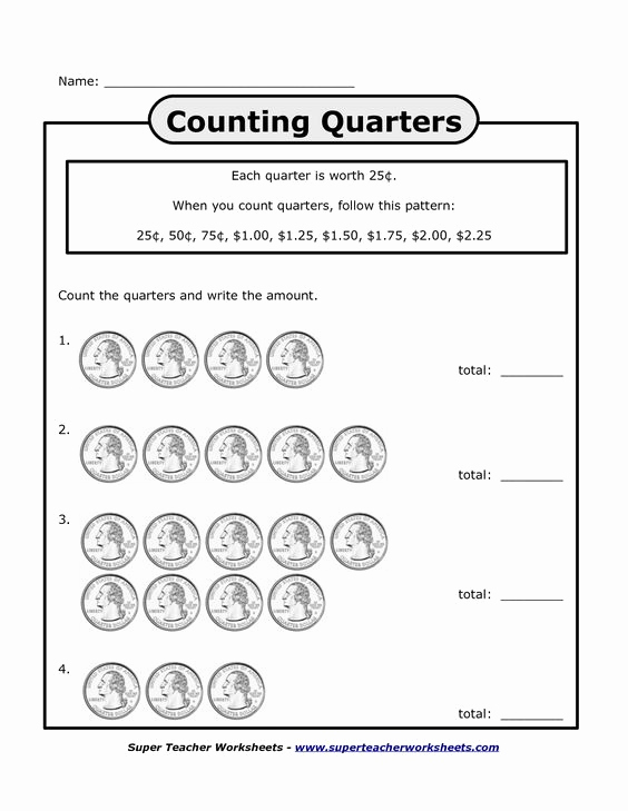 Counting Money Worksheets Pdf New Counting Quarters Worksheets Bing