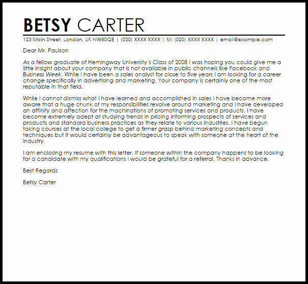 Cover Letter Career Change Lovely for A Career Change Cover Letter Sample