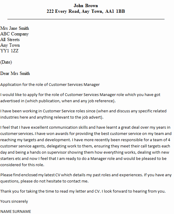 Cover Letter Customer Service Beautiful Customer Services Manager Cover Letter Example Icover