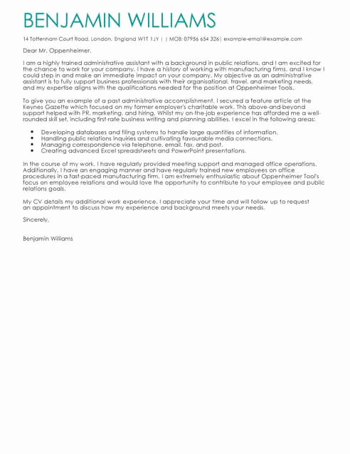 Cover Letter for Administrative Position Inspirational Cover Letter Templates &amp; Examples