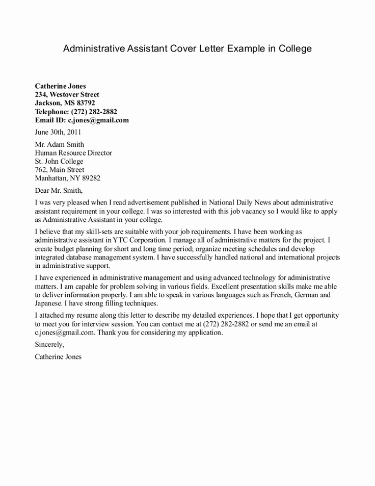 Cover Letter for Administrative Position Unique 25 Best Ideas About Cover Letter Example On Pinterest