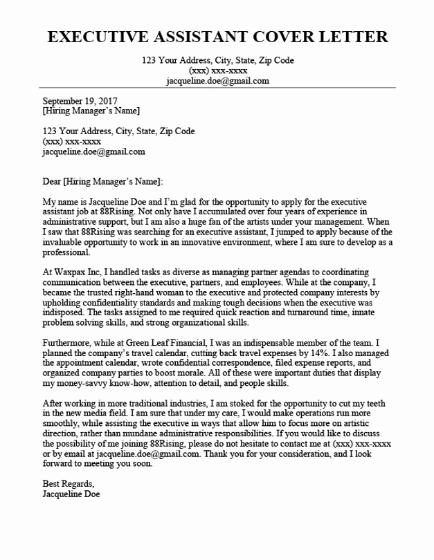 Cover Letter for Executive assistant Beautiful Executive assistant Cover Letter Sample &amp; Tips