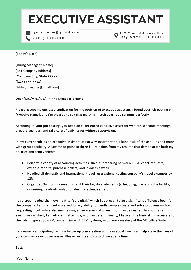 Cover Letter for Executive assistant Best Of Executive assistant Cover Letter Example &amp; Tips