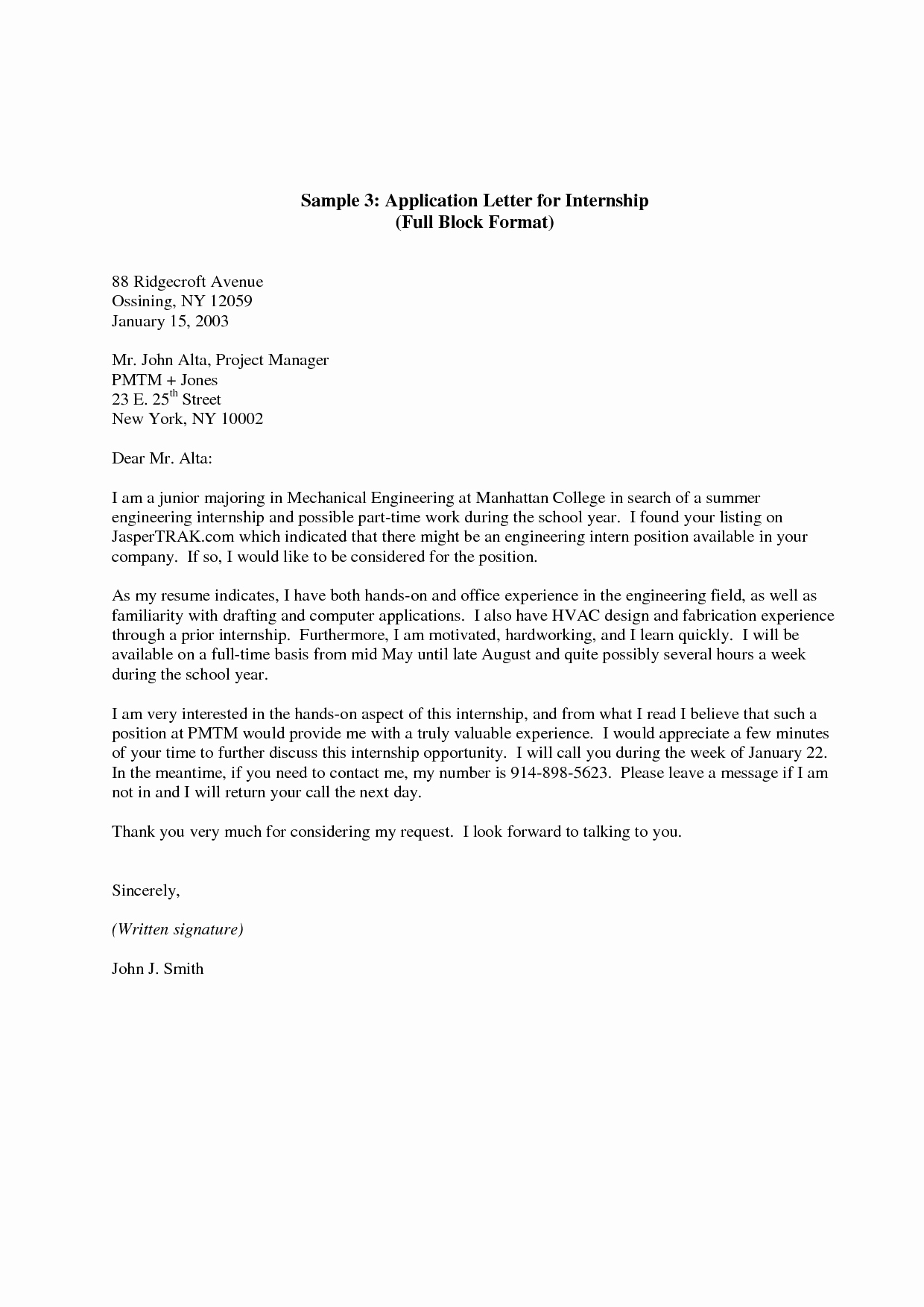 Cover Letter for Internship Examples Awesome Internship Application Letter Here is A Sample Cover