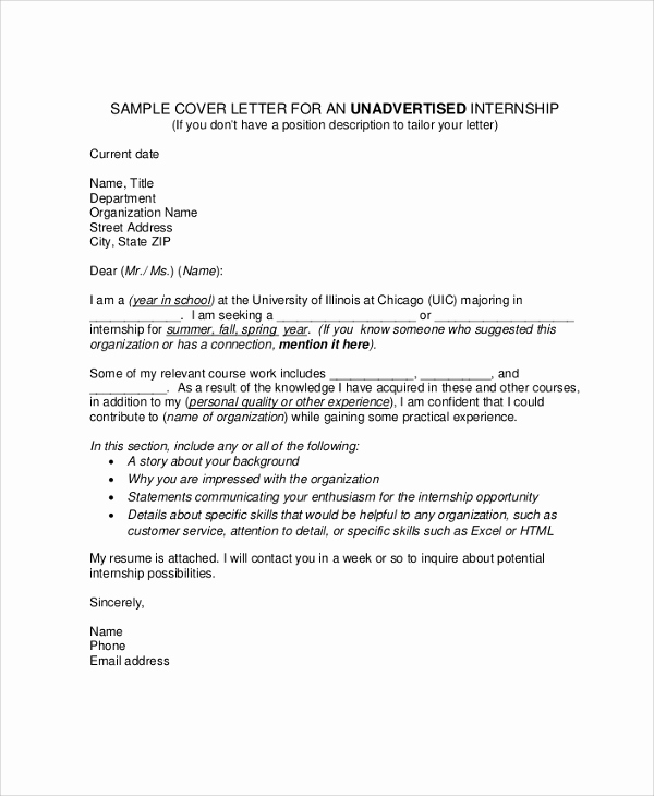 Cover Letter for Internship Template Unique Sample Cover Letter for Internship 9 Examples In Pdf Word