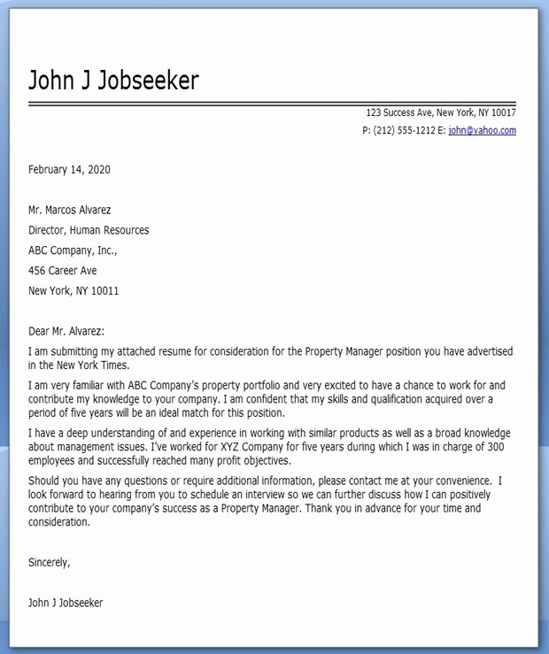 Cover Letter for Manager Position Awesome Mercial Property Manager Cover Letter